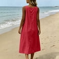 thumbnail image 6 of Zpzdpjkx Womens Cotton Linen Sleeveless Midi Dress, Crew Neck Button Front Cami Dress with Pockets, 6 of 7