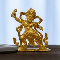 Handcrafted Vajrapani Buddha Statue Golden Brass 2.64in Strength & Safety Perfect Gift for Meditation Space