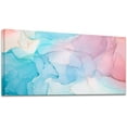 thumbnail image 1 of Rosework Framed Canvas Wall Art, 48x24 Inch, Pink Blue and Gold Painting, Made In USA, 1 of 6