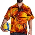 thumbnail image 4 of Basketball Men's Short Sleeve Casual Printed Button Down Beach Shirt - Summer Unisex Top, 4 of 6