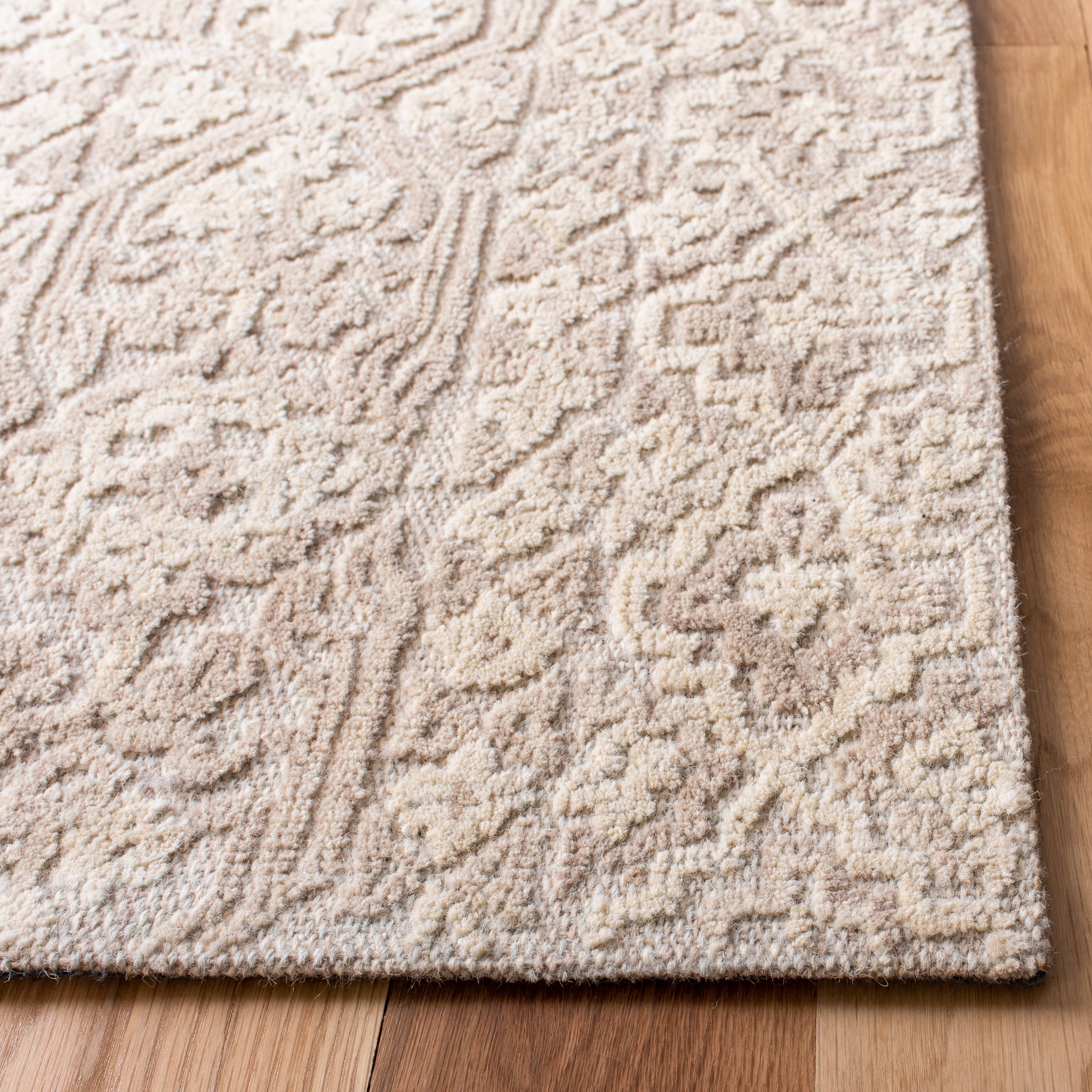 SAFAVIEH Abstract Spencer Distressed Wool Area Rug, Beige/Light Brown, 9' x 12'