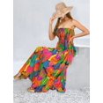 thumbnail image 3 of LA LEELA Women's Beach Maxi A-Line Casual Summer Slit Party Strapless Tube Top Dress One Size Colorful, Leaves, 3 of 5