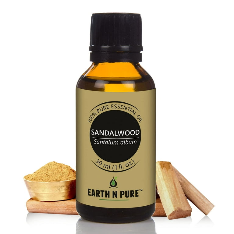 Earth N Pure Sandalwood Essential Oil (Chandan Oil) 100% Pure, Undiluted,  Natural & Therapeutic Grade With Glass Dropper- For Flawless Skin,  Diffusers, Soap Mak 