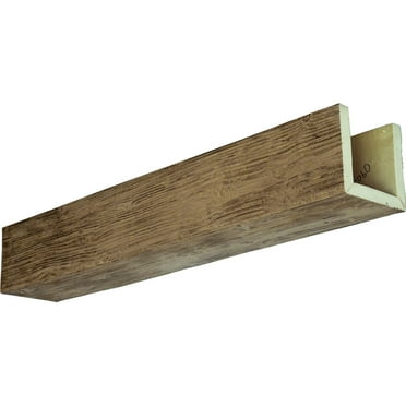 8"W x 8"H x 8'L 3-Sided (U-beam) Sandblasted Endurathane Faux Wood Ceiling Beam, Natural Golden Oak