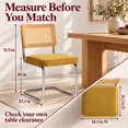 thumbnail image 2 of Gold Velvet Modern Rattan Dining Chairs Set of 4, Cane Back, Dinning Chairs, Sillas de Comedor, Upholstered Mid Century Modern Dining Room Chair, Chrome Metal Kitchen Chair, 2 of 9