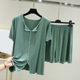 thumbnail image 3 of Bibifish Women Two Piece Sets Ruffled V Neck Short Sleeve Tops Ruffle Shorts Soft Cozy Home Sleepwear Lightweight Loungewear, 3 of 3