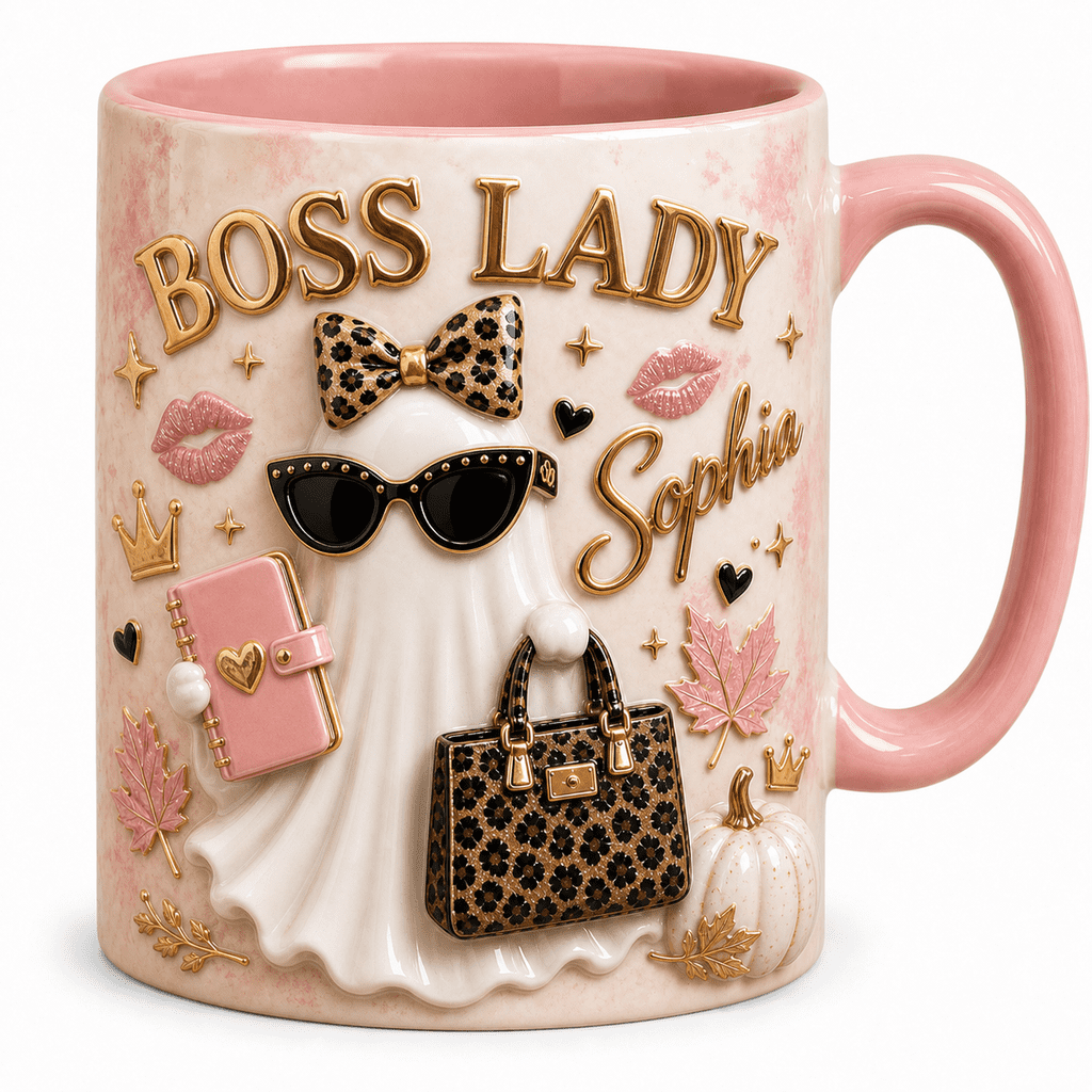 Coffee Mug Personalized Leopard Ghost Ceramic for Coffee Halloween Gift