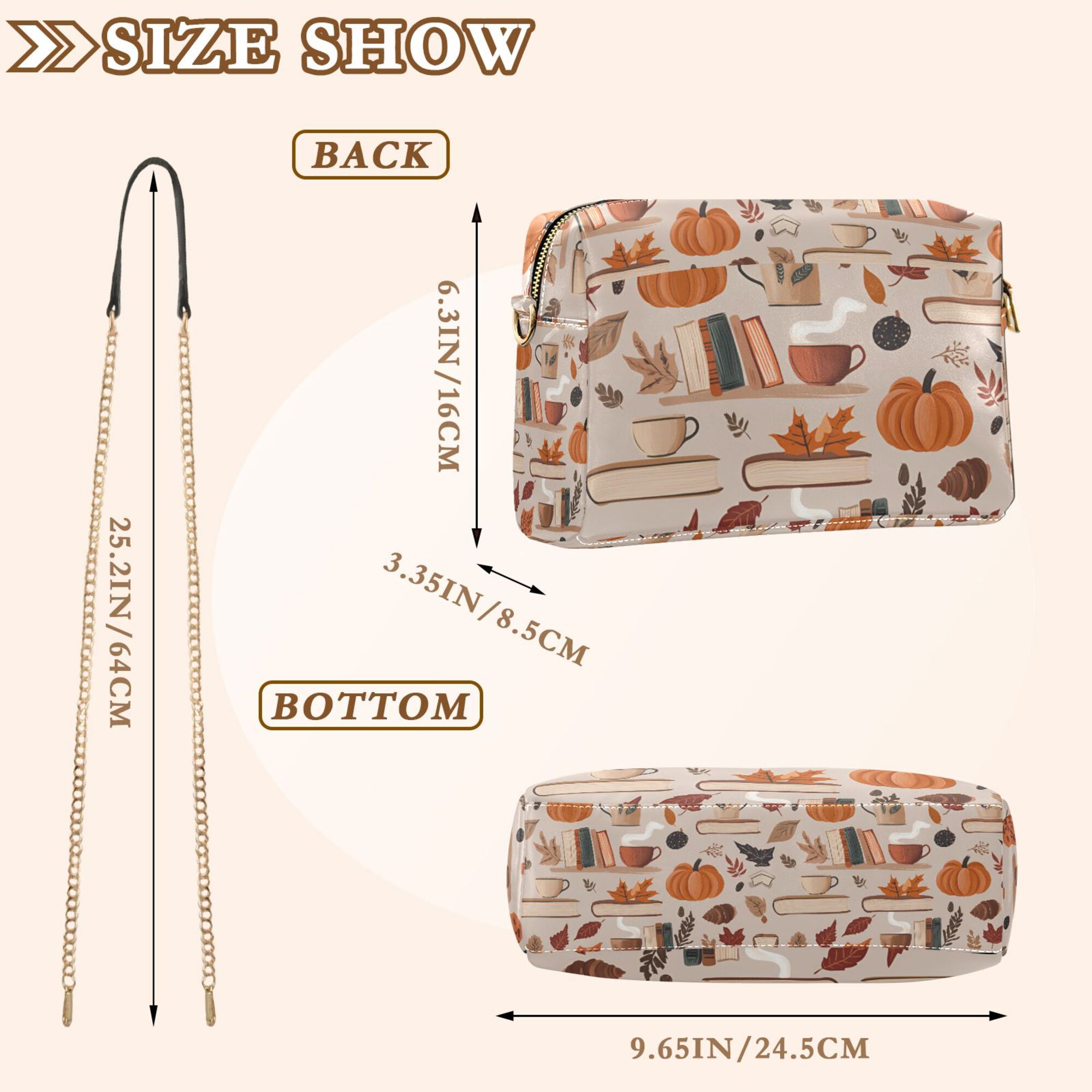 FORMRS Women Crossbody Purse with Chain Strap Vegan Leather Shoulder Handbag, Fall Acorns Pattern