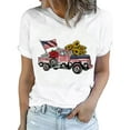 thumbnail image 1 of LilyLLL Womens Independent Day USA Flag Print Short Sleeve Cotton Blouse Tee Shirt Tops, 1 of 3