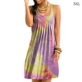 thumbnail image 1 of Vestido corto con estampado de teñido anudado Vestido plisado sin mangas, rosa amarillo, 5XL Scienceny AP002087-56, 1 of 7