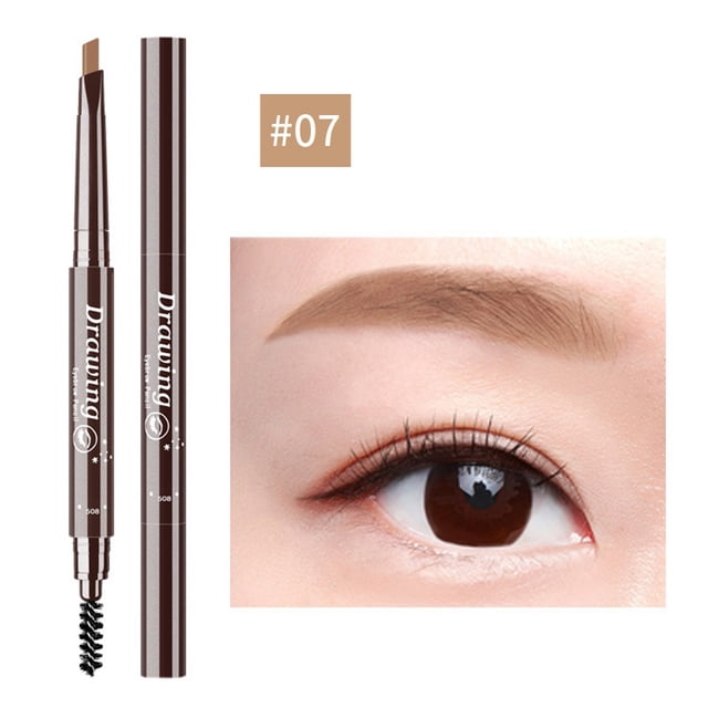 Single 7 Color Double Headed Triangle Eyebrow Pencil One Word Eyebrow Beginner Natural Easy To Color With Eyebrow Brush, Eyebrow White