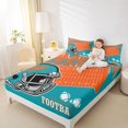 thumbnail image 4 of Manfei Rugby Game Gamer Bed Sheets,Football Sport Lover King Sheets,Cyan Orange Sheet Set For Teens,Breathable Home Decor,4-Piece, 4 of 7