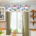 thumbnail image 3 of Yayeee Kitchen Valance Rod Pocket 54" x 18" Living Room Window Curtain, Hand Drawn Sailboats, 3 of 6