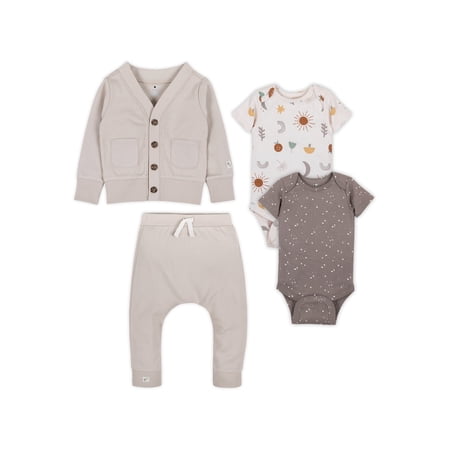 Little Star 100% Organic Cotton 4 Piece Baby Boy Outfit Set