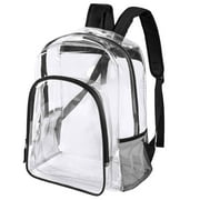 CHIRANO Clear Backpack Heavy Duty Clear Bookbag Transparent Backpack See Through Plastic Bookbag for School, Work,Stadium,Travel,Security,Festival,College ( Black)