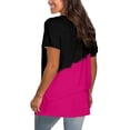thumbnail image 4 of Gibobby Blusa de Trabajo de Manga Corta Camisetas holgadas para mujer, camisetas verano manga corta, camisetas informales túnica Yoga para entrenamiento, c(Rosa caliente,XL), 4 of 5