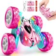 thumbnail image 1 of Auto RC Zalneo rosa 4WD con volteretas, luces LED y batería USB-C, 1 of 7