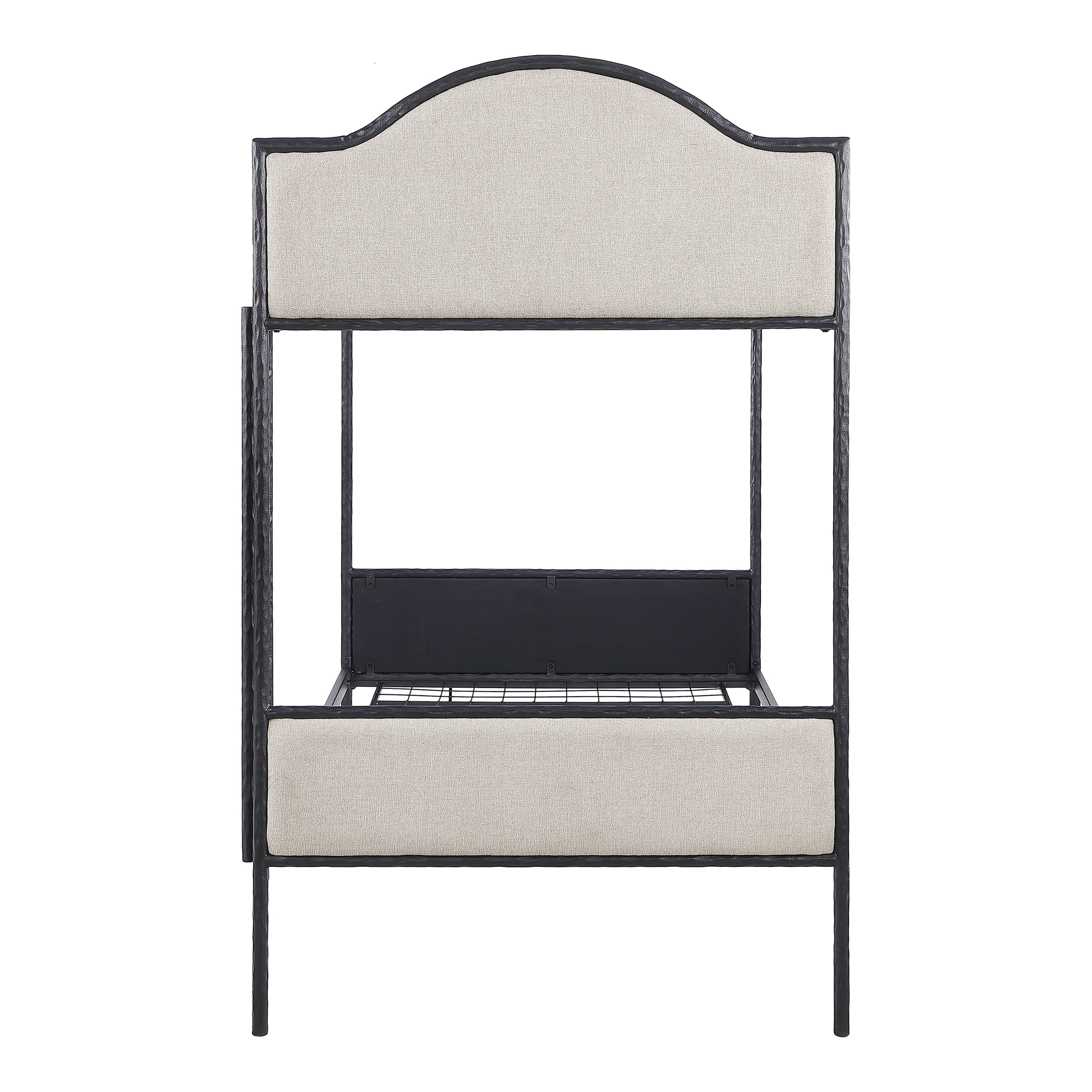 Furniture of America Rima Modern Kids Metal Twin over Twin Bunk Bed with Reversible Ladder, Black