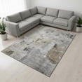 thumbnail image 2 of HomeRoots 678003 8 x 10 ft. Gray Brown & Ivory Abstract Transitional Washable Machine Made Rectangle Area Rug with UV Protection, 2 of 9