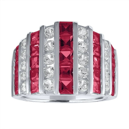 Womens Lab Created Red Ruby Sterling Silver Cocktail Ring