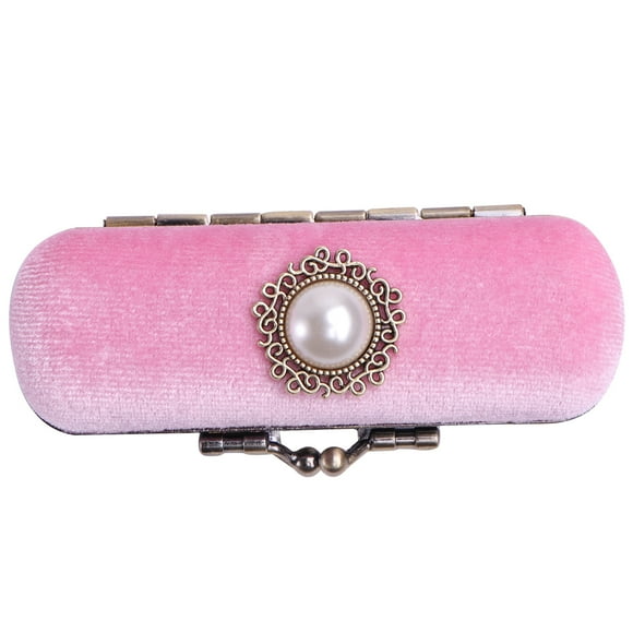 Retro Lipstick Box Balm Balm Balm Bag Case de almacenamiento cosmético duradero con espejo (rosa)