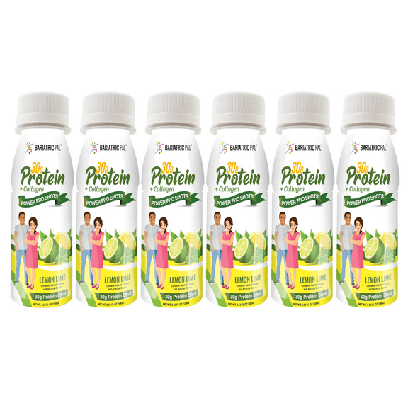 BariatricPal 30g Whey Protein & Collagen Power Pro Shots - Lemon Lime (6-Pack)