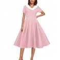 thumbnail image 5 of Women 50s 60s Retro Rockabilly Swing Dress Polka Dot Double Breasted Notch Lapel V-Neck Dresses Cocktail Party Evening Prom Gown, 5 of 6