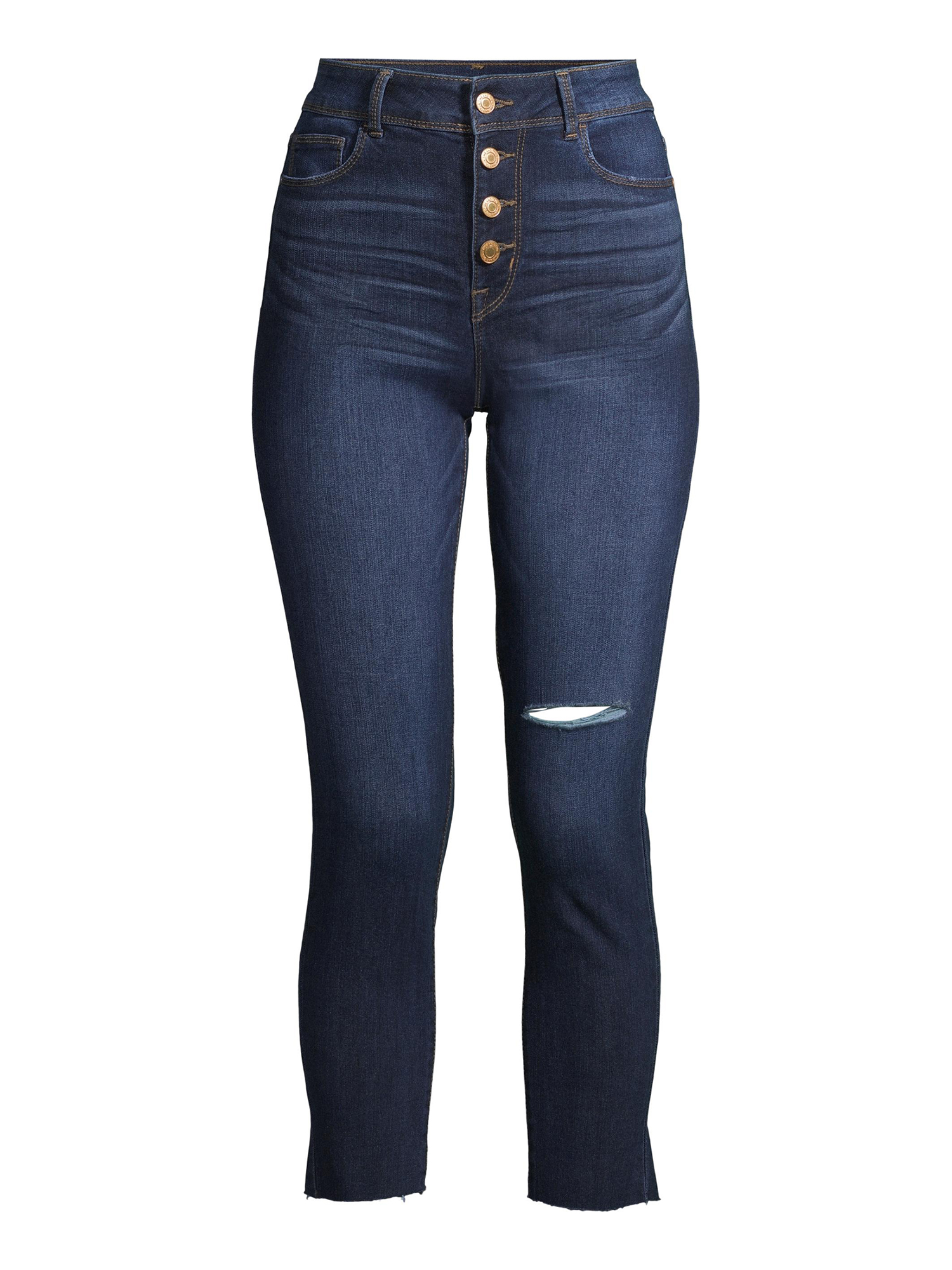 Time and Tru Women's High Rise Button Skinny Jeans - image 3 of 6