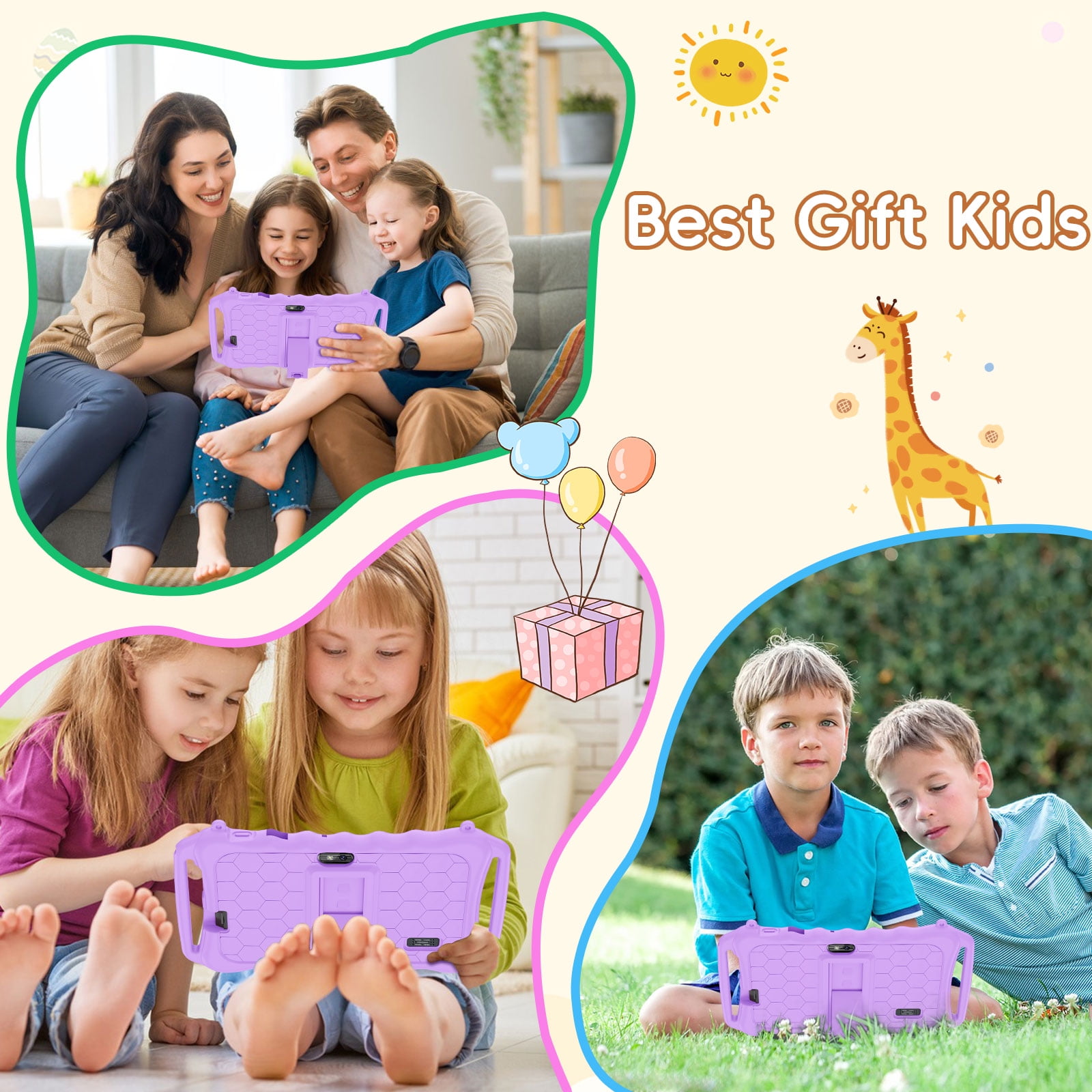 Kids Tablet, 7 inch Android 11 Tablet for Kids, 6(2+4) GB RAM 32GB ROM, Toddler Tablet with Bluetooth, GPS,WiFi,Parental Control, Dual Camera,Shockproof Case,Kids App Pre-Installed
