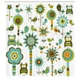 thumbnail image 2 of Modern Decor Shower Curtain, Graphic Cartoon Like Shaped Image Birds Florals Trees Geometric Artwork Print, Fabric Bathroom Set with Hooks, 69W X 84L Inches Extra Long, Multicolor, by Ambesonne, 2 of 2