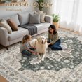 thumbnail image 5 of Uermei 6'x9' Vintage Traditional Area Rug: Washable Non-Slip Farmhouse Distressed Indoor Carpet for Living Room Bedroom Dining Room - Brown Green, 5 of 11