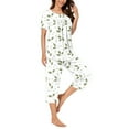 thumbnail image 5 of Tnhcen 2-Piece Women's Leaf Print Summer Pajama Set - Cool Short Sleeve Capri Pants with Pockets Homewear S-3XL, 5 of 6