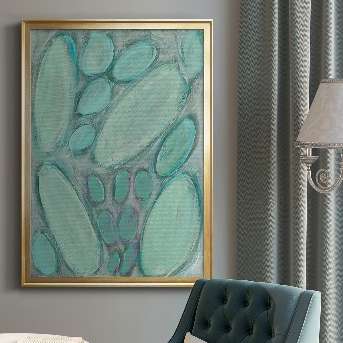 Blue Orbs I Premium Framed Print, in Gold, Black, or Silver - Ready to Hang