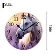 thumbnail image 2 of 16 Inch Wall Clock Battery Operated Silent Clock Decorative for Office, Kitchen, Outdoor, Living Room，Horse with Long Mane in Lupine Flowers at Sunset Painting, 2 of 4