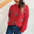 thumbnail image 5 of Womens Sweater Hanging Solid Color Long-sleeved Round Neck Casual Knitted Sweater Red L Sweater for Women, 5 of 6