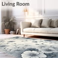 thumbnail image 2 of ODIKA 6'x9' Machine Washable Non-Slip Area Rug, Easy Clean Designer featuring Timeless Grey Zinnia Blooms High Traffic Rug, Gray, 90839, 2 of 7