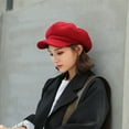 thumbnail image 2 of iHPH7 Wool Hat Wool Cap French Hat Painters Hat Newsboy Hats for Women, Red One Size, 2 of 4