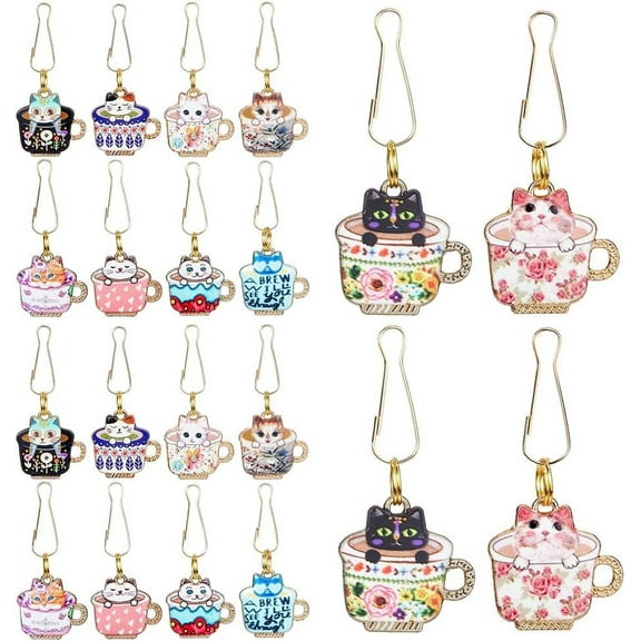 20Pcs 10 Styles Zipper Pull Charms Alloy Enamel Zipper Replacement Metal Zipper Decorative Cup Cat Charms Zipper Pull Extended Zipper Tab Mend Fixer for DIY Sewing Craft Backpacks Mixed Color