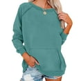 thumbnail image 2 of Women'S Casual Crewneck Sweatshirt, Raglan Sleeve Relaxed Fit With Front Pocket, Long All-Season Soft Top For Sporty Streetwear Winter Hoodie Wrm Women Sets Outfits (M, Mint Green) ZMTing, 2 of 3