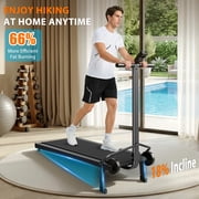 Manual Treadmill with 18% Fixed Incline, Portable Non Electric Treadmill with Dual Flywheel System, 300LBS Capacity, LCD Monitor, Compact Design for Home Indoor Walking Jogging