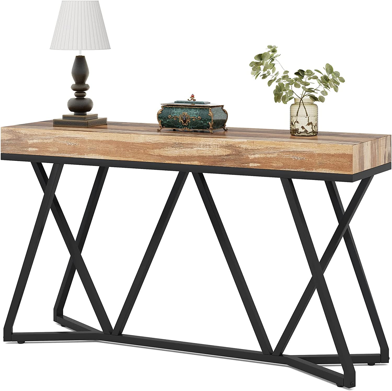 Tribesigns 55" Console Table, Industrial Behind Sofa Couch, Wood