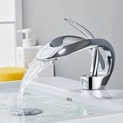 Chrome Elegant Vessel Sink Faucet 1 Hole Waterfall Vanity Mixer Faucet Single Handle