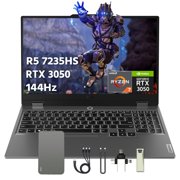 Lenovo LOQ 15.6" FHD 144Hz Gaming Laptop, 12GB DDR5, 512GB SSD, AMD Ryzen 5 7235HS, NVIDIA GeForce RTX 3050, Windows 11, 720p Webcam, Backlit Keyboard, WiFi 6, Luna Grey, 128GB Docking Station Set