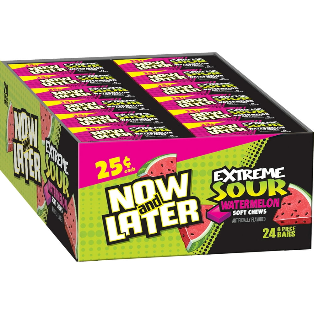 Now and Later, Extreme Sour Watermelon Soft Chewy Candy, 0.93oz (Box of