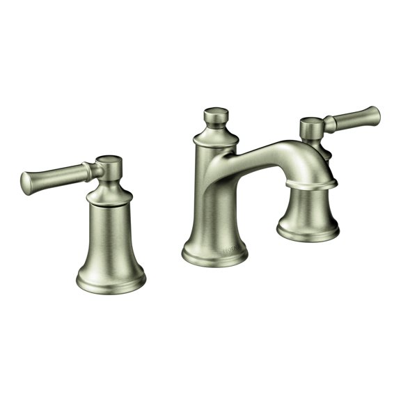Moen Dartmoor Brushed Nickel Two-Handle High Arc Widespread Bathroom Sink Faucet for 3-Hole Setups with Valve Included