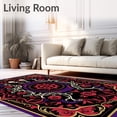 thumbnail image 2 of ODIKA 6'x9' Machine Washable Non-Slip Area Rug, Spooky Skeleton Hands with Interlocking Roses and Baroque Details High Traffic Rug with Pad, Black, 514470, 2 of 8