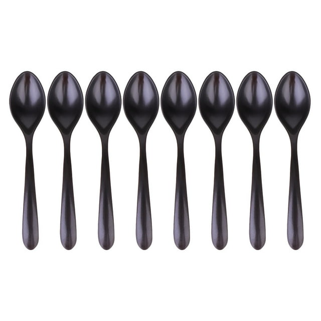 MasteelfCA 8pcs Imitation Porcelain Spoons Tableware Black Frosted Imitation Porcelain Spoons