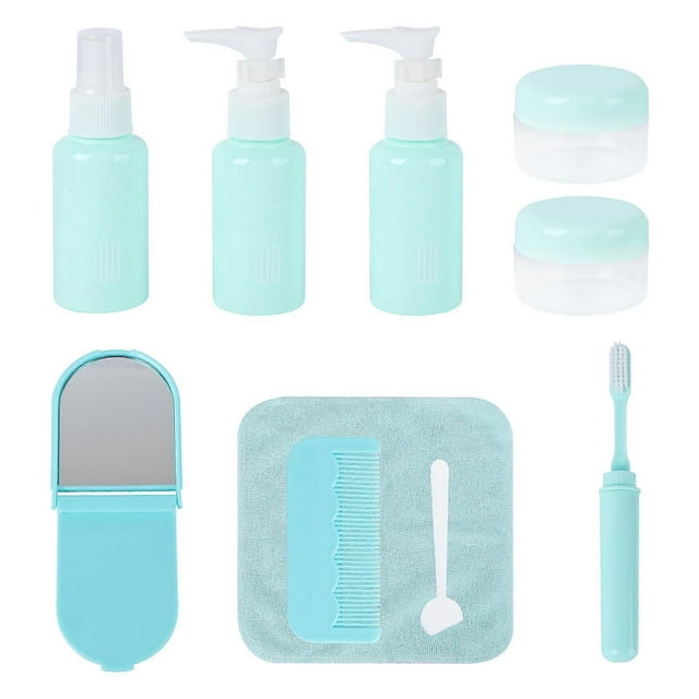 10 in 1 Travel Bottles Portable Refillable Travel Containers Toiletry Bottles Sets for Shampoo Lotion Soap (Lake Blue)