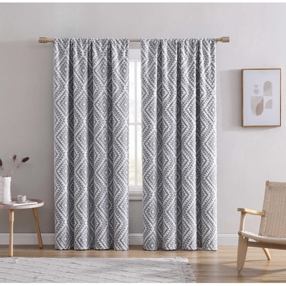 Panneau de fenêtre simple occultant avec passe-tringle à clip Jacquard