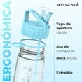 thumbnail image 1 of HYDRATE Botella de Agua de 900 Ml con Pajita, Color Azul Cielo, Libre de BPA, Tapa Abatible, a Prueba de Caídas, Marcadores de Tiempo Motivacionales, Material Extra Resistente para el Gimnasio, 1 of 6